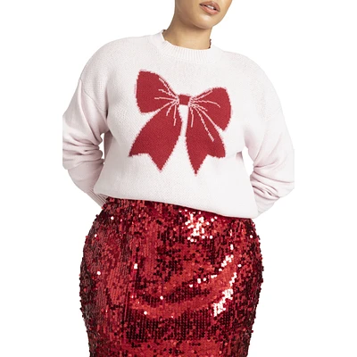 Eloquii Plus Size Bow Intarsia Sweater