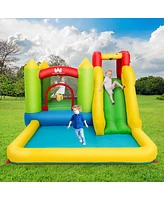 Bounce House Water Slide Jump Bouncer w/Climbing Wall
