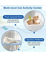 Ocean-themed Cat Tree with Sisal Covered Scratching Posts Hanging Interactive Toys