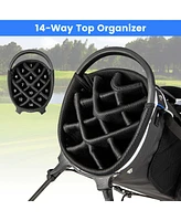 Lightweight Golf Stand Bag with 14 Way Top Dividers 6 Pockets Cooler Rain Hood