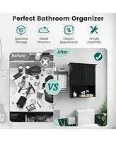 Wall Mount Bathroom Cabinet Wooden Medicine Storage Organizer