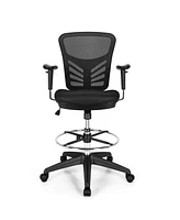 Mesh Drafting Chair Office Chair w/Adjustable Armrests & Foot-Ring