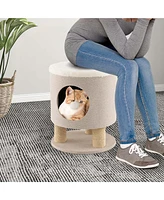 3-in-1 Cat Condo Stool Kitty Bed with Scratching Posts & Plush Ball Toy