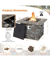 7 Pcs Patio Furniture Set with 50,000 Btu Fire Pit Table Wicker Sofa Cushions