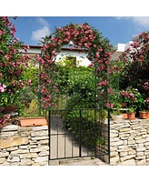 Garden Arch Arbor Trellis with Gate 7.5 ft Patio Archway Pergola for Wedding