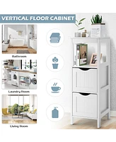 Bathroom Floor Cabinet Freestanding Side Storage Organizer w/2 Removable Drawers