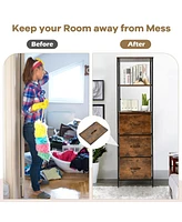 Vertical 3 Drawer Dresser w/ 3 Shelves Tall Storage Tower Chest Freestanding