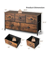 5-Drawer Dresser Fabric Storage Tower w/wooden Top Chest Organizer