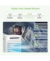 4-in-1 Evaporative Air Cooler Portable Humidifier with Timer, 3 Modes & Speeds