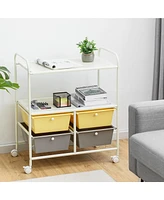 Rolling Storage Cart w/4 Drawers 2 Shelves Metal Rack Shelf Utility Organizer