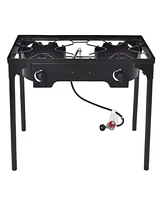 Double Burner Gas Propane Cooker Outdoor Camping Picnic Bbq Grill