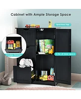 Bathroom Floor Cabinet Side Storage with 3 Drawers and 1 Cupboard