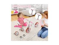 Kids Trike Bike 4-in-1 with Push Handle and Height-Adjustable Seat for Growing Kids