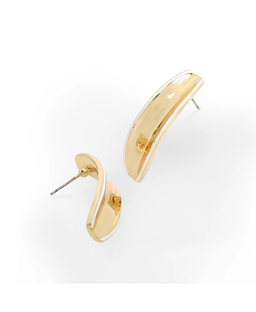 Robert Lee Morris Soho White Molten Patina Curved Stick Earrings