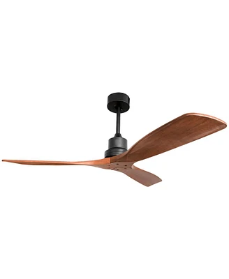 52 Inch Outdoor Farmhouse Ceiling Fan With Remote Carved Wood Fan Blade Reversible Motor