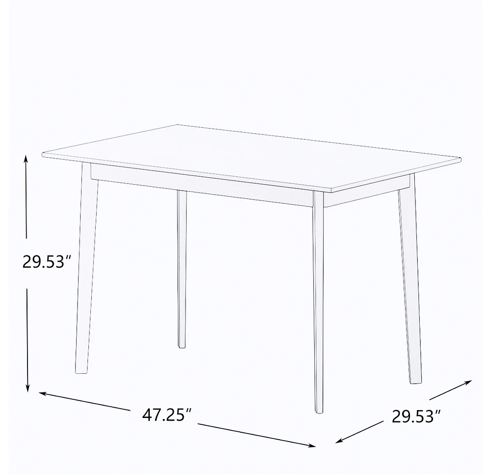 Modern Dining Table 47 Inch Kitchen Table Rectangular Top With Solid Wood Leg