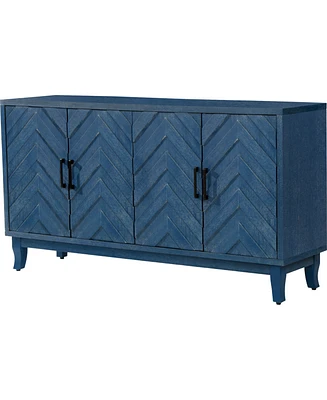 Stronger Vintage Style Buffet Cabinet, Lacquered Accent Storage 4 Door Wooden