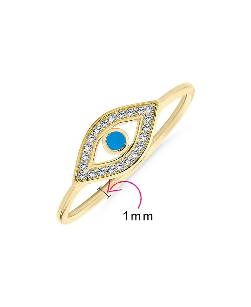 Bling Jewelry Minimalist Midi Knuckle 1MM Band Stackable Delicate Cz Halo Evil Eye Ring Sterling Silver