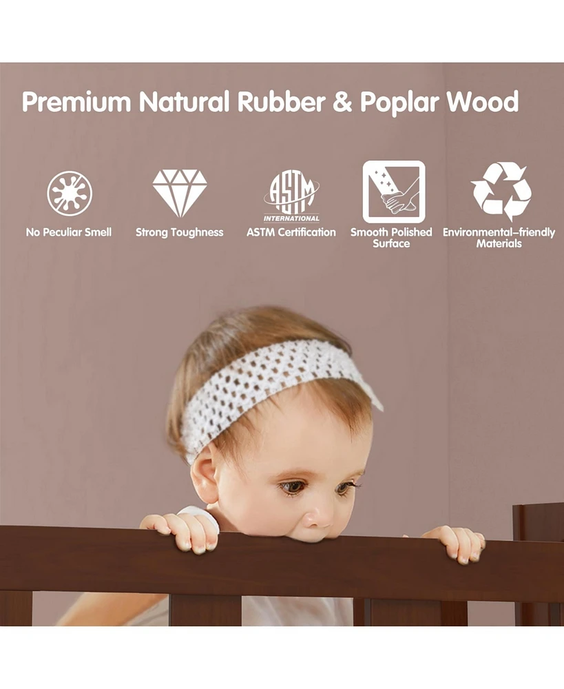 Slickblue 2-in-1 Convertible Kids Wooden Bedroom Furniture with Guardrails