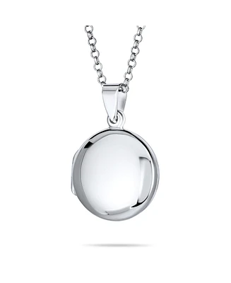 Bling Jewelry Simple Dome Round Circle Photo Lockets That Hold Pictures Silver Locket Necklace Pendant