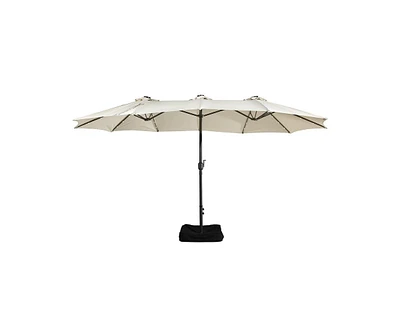 Casainc Outdoor Double-Sided Patio Umbrella with Base 36 Led Light Market Cover