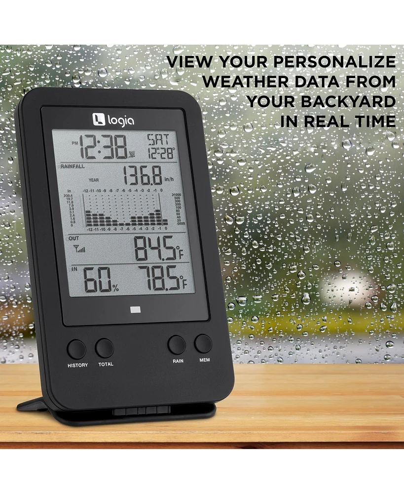 Logia 3-in-1 Rain Gauge Weather Station with Temperature & More