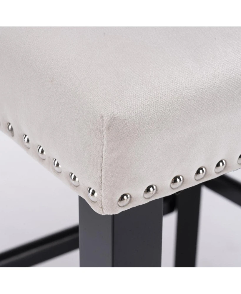 Velvet Wingback Bar Stools with Button Tufted Decoration, Set of 2