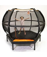 JumpKing 7ft Hexagonal Trampoline with Basketball Hoop