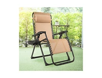 Slickblue Oversize Lounge Chair with Cup Holder of Heavy Duty for Outdoor