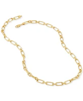 Italian Silver Square Rolo Link 22" Chain Necklace in 18K Gold-Plated Sterling Silver