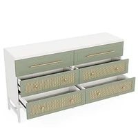 Tribesigns 6 Drawer Dresser, Modern Rattan Dresser for Bedroom