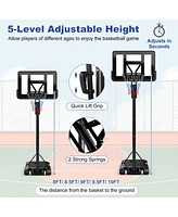 Slickblue Portable Basketball Hoop with 4.6 to 10 Feet 10-Level Height Adjustable