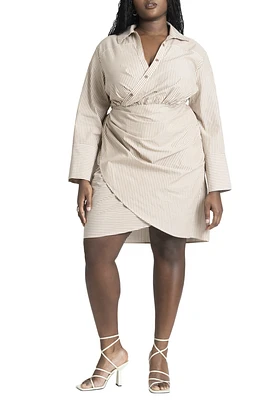 Eloquii Plus Size Asym Striped Shirt Dress