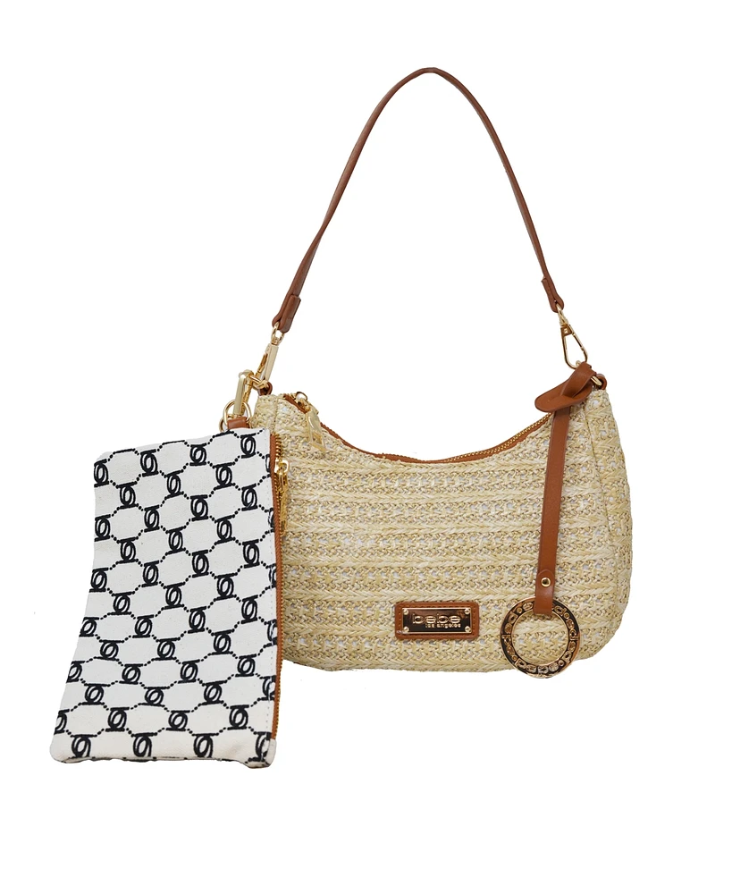 Bebe Eva Straw Small Shoulder Bag