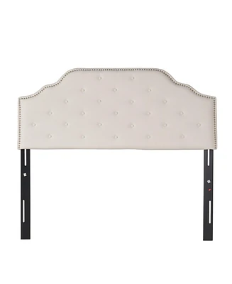 Contemporary Button-Tufted Upholstered Headboard with Nailhead Accents
