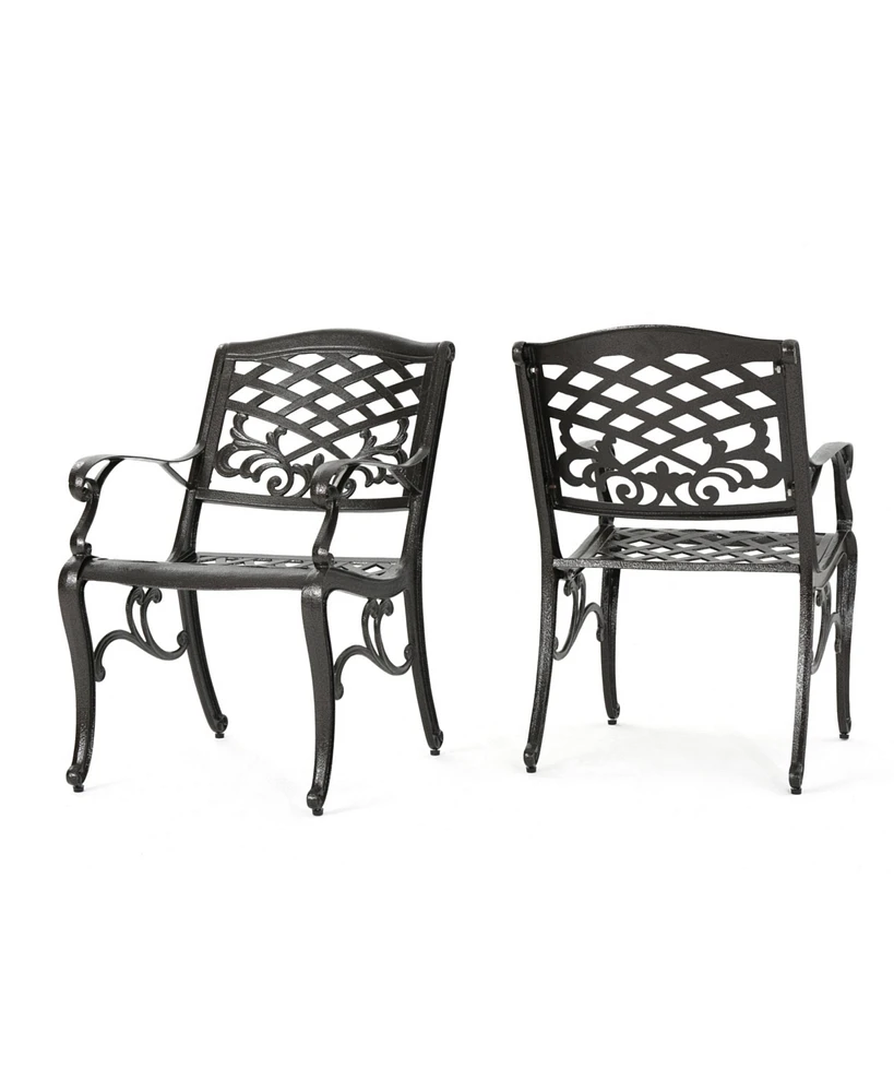 Elegant Traditional Dining Chairs with Aluminum Frame and Floral Accents