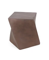 Lightweight Concrete Side Table with Live Edge and Abstract Twisted Design