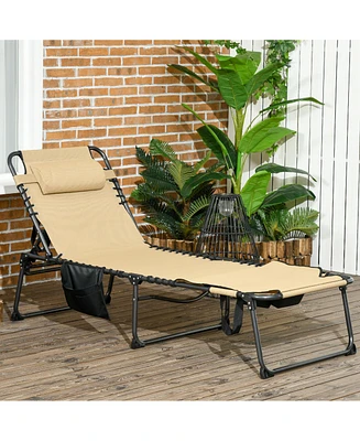 Breathable Mesh Sun Lounger with Adjustable Backrest and Storage