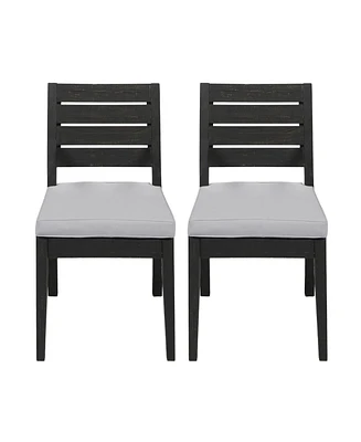 Acacia Wood Slat-Back Dining Chair with Washable Cushions