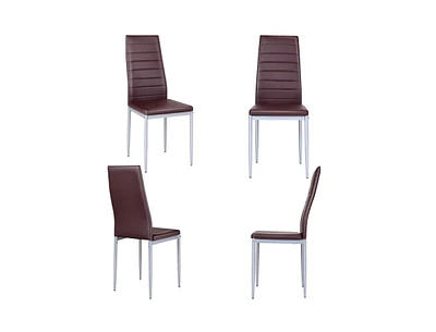 Set of 4 Pvc Leather Dining Chairs with Solid Metal Legs for Kitchen or Room