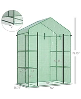 Outsunny 56" x 29" x 77" Small Walk-in house w/3 Tier Shleves,