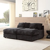 Elegant Corduroy Sofa Bed with Square Arms and Plush Cushion