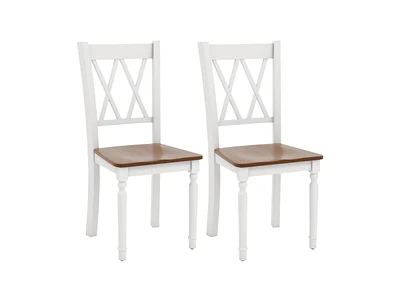 Set of 2 Farmhouse Dining Chairs with Solid Rubber Wood Seats for Kitchen