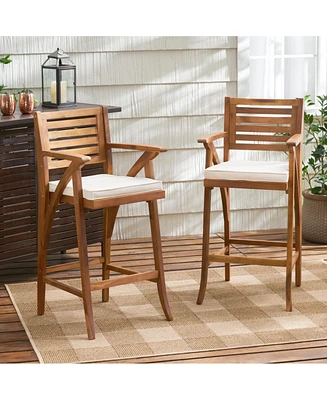 Stylish Outdoor Barstool with Cushion (Set of 2)