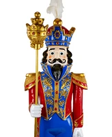 Northlight White and Gold Standing Christmas Nutcracker Soldier Holding a Sceptor 6.5 ft