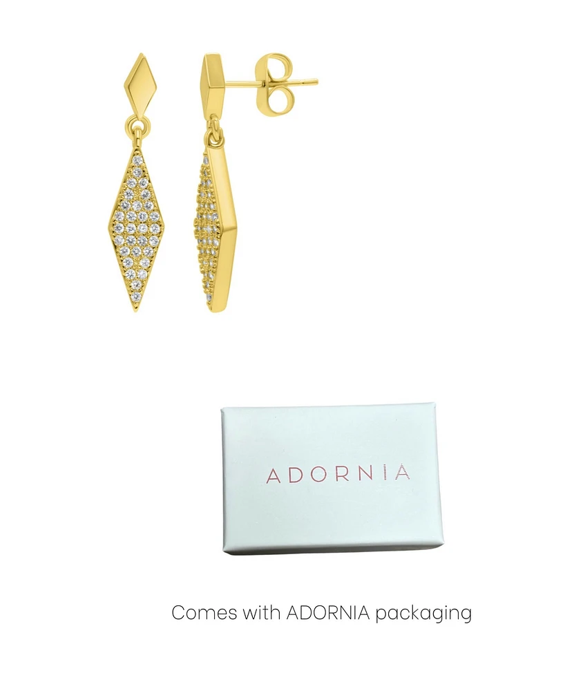 Adornia Gold Crystal Diamond-Shaped Drop Earrings