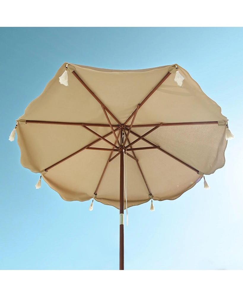 LAGarden Boho 7' Fringe Patio Umbrella with Fringe UPF50+ Boho Style 5-Year-Non-Fading for Yard,Model:BH7W-10