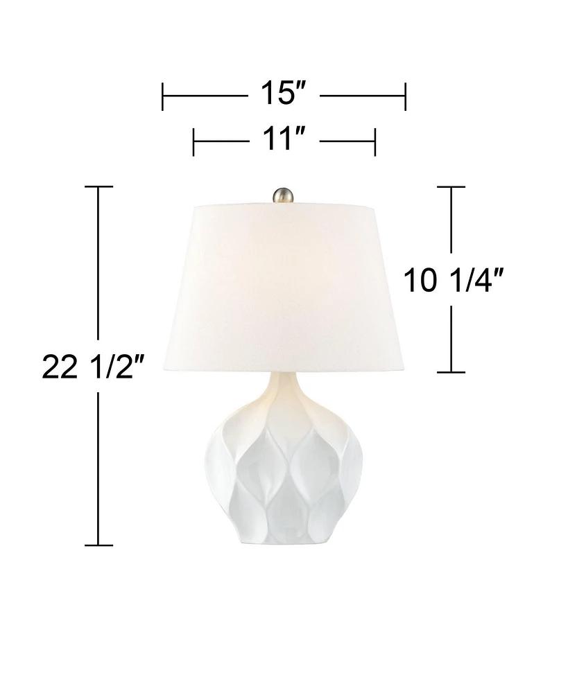 Dobbs Mid Century Modern Accent Table Lamp 22 1/2" High White Glaze Geometric Ceramic Tapered Oval Shade for Bedroom Living Room House Home Bedsi