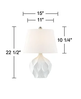 Dobbs Mid Century Modern Accent Table Lamp 22 1/2" High White Glaze Geometric Ceramic Tapered Oval Shade for Bedroom Living Room House Home Bedsi