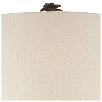 Paget Coastal Tropical Style Accent Table Lamp 23.75" High Pineapple Brown Oatmeal Fabric Tapered Drum Shade Decor for Living Room Bedroom Beach